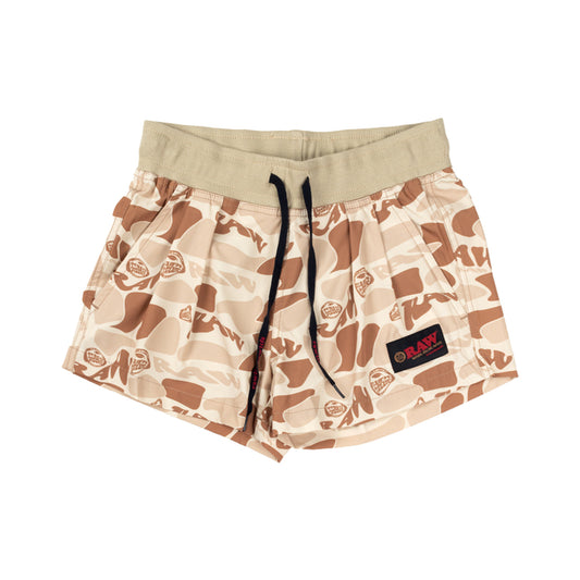 SHORT FEMININO RAW CAMUFLADO BEGE