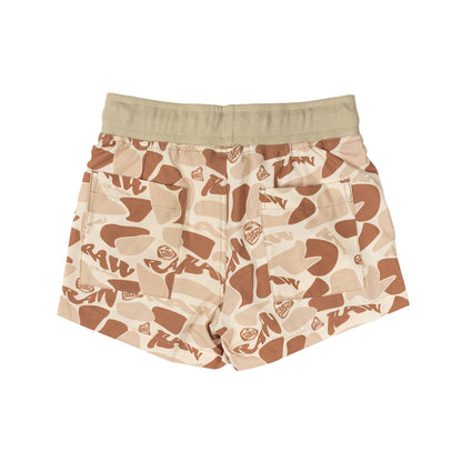 SHORT FEMININO RAW CAMUFLADO BEGE